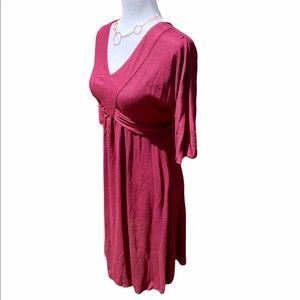 NWT Everly Grey burgundy 3/4 sleeve v-neck dress S
